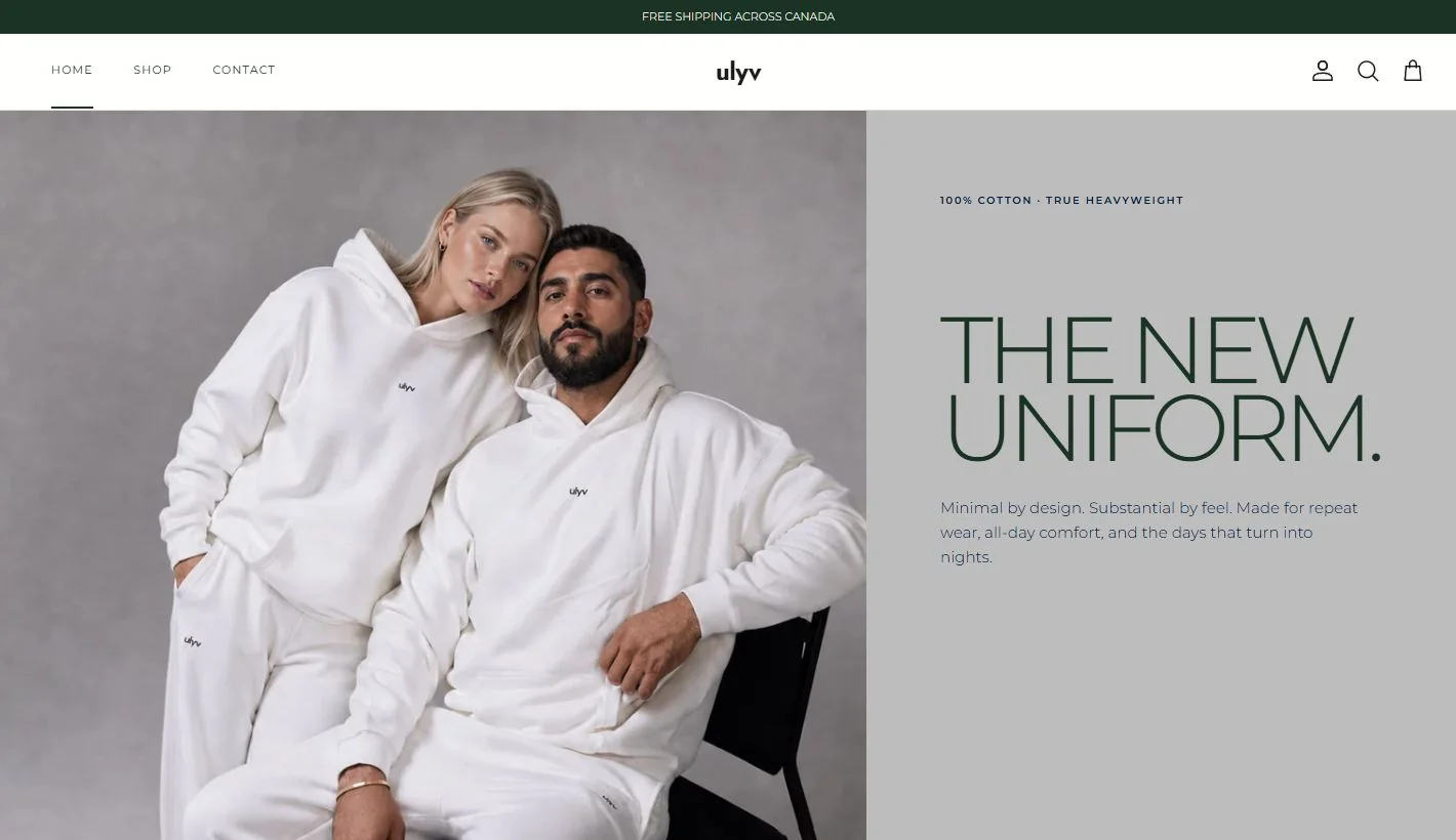Ulyv’s live online store, featuring the collection and shopping experience